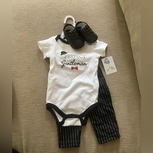 Perfect Gentleman onesie, pants and shoes set